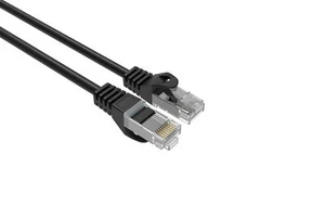 Cat6 Slim Patch Cable 28AWG Bare Copper RJ-45 Ethernet Cable 1ft Black 50 Pack - Picture 1 of 6