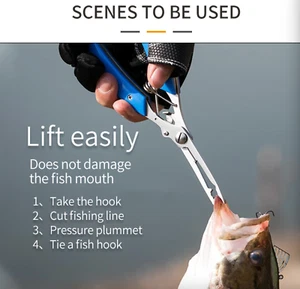 Fishing Pliers Braid Scissors Line Cutter TACKLE Trace Split Ring Tool Lip Grip - Picture 1 of 7