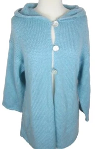 SOFT SURROUNDINGS Mohair Cardigan Sweater Mid-Length XS Abalone Buttons Hood Vtg - Picture 1 of 6
