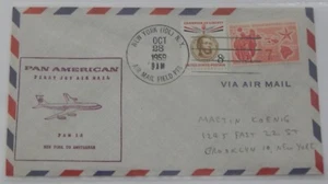 Nueva York AMF a Amsterdam Países Bajos 28 de octubre 1959 primer vuelo correo aéreo - Imagen 1 de 2