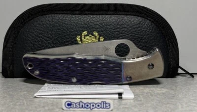 Spyderco SPRINT RUN Endura Limited Damasco Azul Hueso Plantillado Bolsillo Plegable En muy buena condición-10 Foto 1 de 4