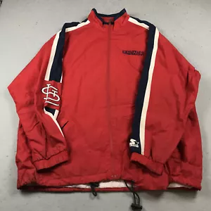 VINTAGE St Louis Cardinals Jacket Mens 2XL Red Blue Starter Windbreaker Zip 90s - Picture 1 of 9