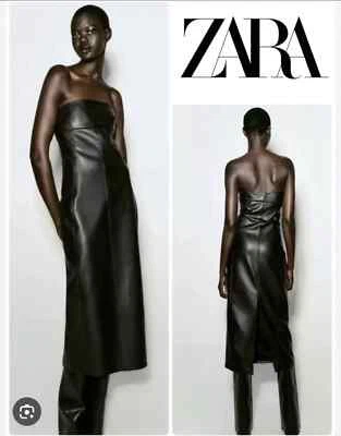 Zara Vegan Leather Strapless Dress MED Party Sexy Going Out Wedding Blogger NEW - Image 1 of 4