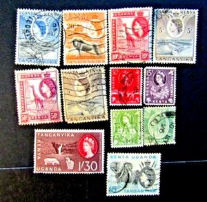 12 KENYA, UGANDA, TANGANYIKA STAMPS, QEII, 1950s - 1960s, USED - Picture 1 of 3