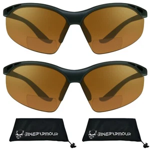 Bifocal HD Blue Blocking Sun Reader Sunglasses Z87 SPORT Wrap Driving Motorcycle - Picture 1 of 4