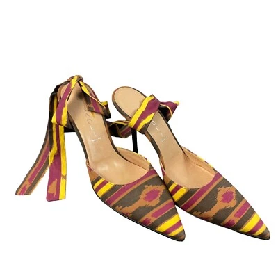 Casedei Italy Multicolor Closed Pointed Toe Heels Southwestern Aztec Pumps Sz 7 - Image 1 of 4