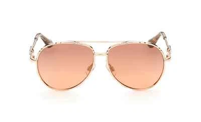 Óculos de sol SWAROVSKI SK338 33F ouro rosa aviador armação de metal 57-13-135 W pedras - Imagem 1 de 4