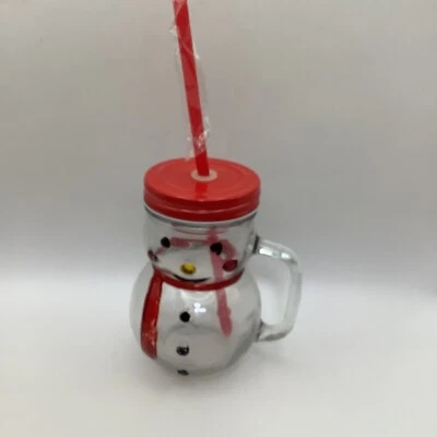 Taza con pajita con mango de muñeco de nieve esenciales para decoración navideña cocina hogar  Foto 1 de 4