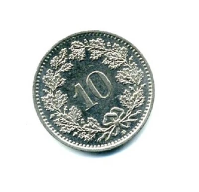 Швейцарская монета 10 раппенов 1991 Швейцария - Изображение 1 из 2