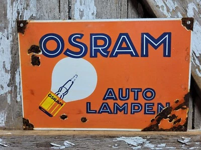 DE COLECCIÓN OSRAM PORCELANA LETRERO ANTIGUO ALEMÁN ILUMINACIÓN GAS COCHE CAMIÓN LÁMPARA BOMBILLAS Foto 1 de 4