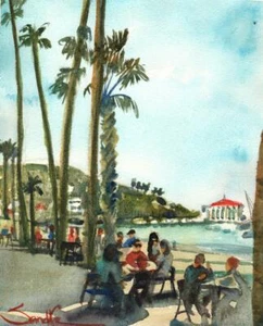 Catalina Lunch : Signed Limited Edition Print : Sandra Watercolors™ California - Picture 1 of 2