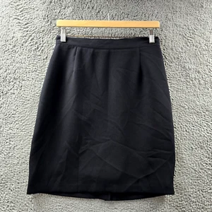 Vintage Cue Womens Pencil Skirt Size 12 Black Crepe - Picture 1 of 12