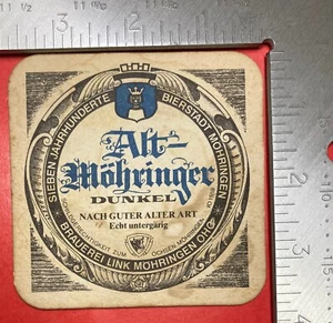 ALT MOHRINGEN DUNKEL. 3,5 ZOLL QUADRATISCHER BIERUNTERSETZER VINTAGE - Bild 1 von 2