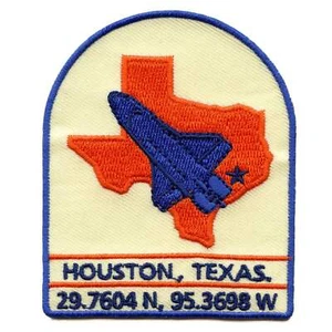 Houston Space City Patch Shuttle Texas State Rocket Embroidered Iron on Coordina - Picture 1 of 2