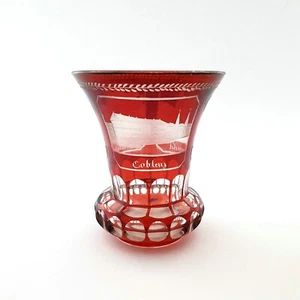 Biedermeier - tazza di ranft con vista sul Reno COBLENZA ROLANDSECK OBERWESEL, 19 ° sec. - Foto 1 di 9