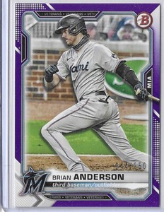 2021 Bowman Brian Anderson #12 Purple Paper Parallel #244/250 - Miami Marlins