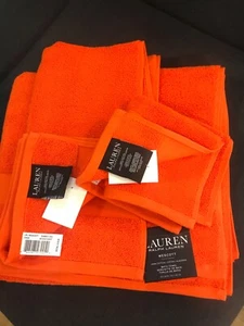 Ralph Lauren Wescott Sommer Orange 2 Bad 2 Handtücher 4 Waschlappen ~Neu~ - Bild 1 von 1