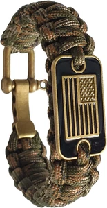 Bracciale Paracord - Bracciale Sopravvivenza Tattica da Uomo con Bandiera USA Bronzo - 3 - Foto 1 di 12