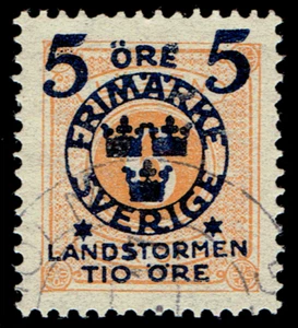 SWEDEN - 1916 - SEMI-POSTAL SURCHARGE - 5o+10o on 6o Yellow - Sc B15 Used VF - Picture 1 of 2
