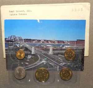 A510 5-Rock Island, Ill., Centennial Bridge Tokens, Atwood IL 770 L-M-N-O-P - Picture 1 of 3
