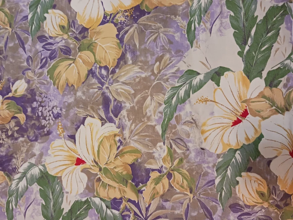 Concord Fabrics Kesslers South Pacific Big Tropical Blue Green Flowers 54x62" - Image 1 of 4