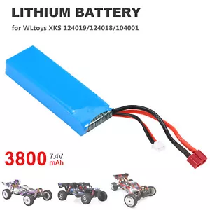 2 Stück 7,4V Batterie 3800mAh Lipo Akku T Stecker für WLtoys 1/14 144001 RC Auto - Bild 1 von 1