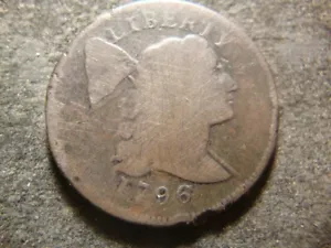 1796 voll datierte glatte Flan drapierte Büste großer Cent FLX - Bild 1 von 2
