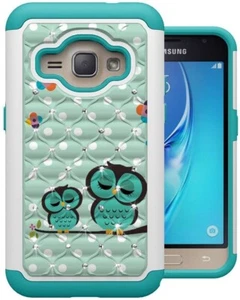 Cartoon Owl Dual Layer Phone Case Hybrid Cover Studded Rhinestones Crystals - Picture 1 of 11
