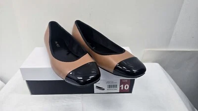 Zapatos para mujer Nine West planos de ballet sin cordones marrón negro talla 10M usados en excelente estado Foto 1 de 4