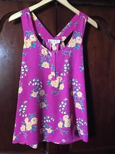 Nwt! Pink Rose Misses Tops Razor Back Summer Sheer Comfortable Pink Floral - Picture 1 of 12