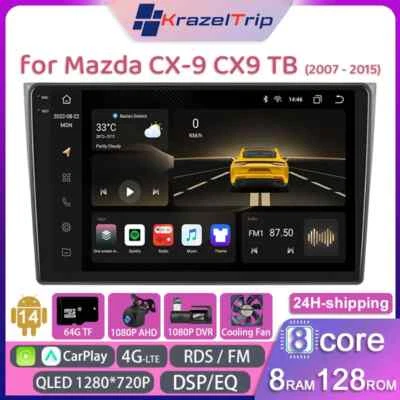 8 Core QLED Car Radio Stereo for Mazda CX-9 CX9 TB 2007-2015 Carplay Andriod DSP - Image 1 of 4