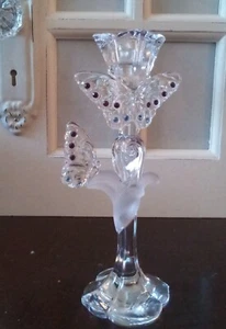 1 Vintage Lenox Crystal jeweled butterfly candle holder with crystals on wings - Picture 1 of 3