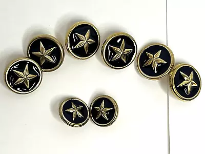 8 Vintage Gold Star Shank Buttons Sewing Crafts Decor 6 are 7/8" and 2 are 3/4" - Image 1 of 4