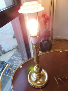 Schöne Vintage Messing Tischlampe mit Tablettfuß 40 cm - Bild 1 von 14