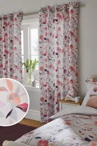 NEXT pink FLORAL Blackout W 117DROP 183cm Eyelet PAIR Curtains - Picture 1 of 3