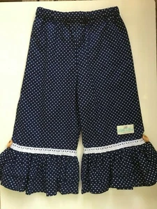 NWOT Little Bird Clothing Co girls blue polka dot ruffled birdie pants size 2 - Picture 1 of 5