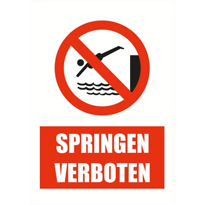 INDIGOS UG Schild Sicherheit - Warnung - SPRINGEN VERBOTEN, Firma, Schutz, Wohnung
