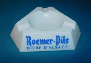OLD ROEMER PILS ALSACE BEER WHITE OPALINE OPALEX ASHTRAY. NEW VINTAGE - Picture 1 of 8