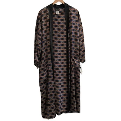 Bata Pitti Uomo Moda 100 % seda negra patrón geométrico hombres talla única bolsillos nueva con etiquetas Foto 1 de 4