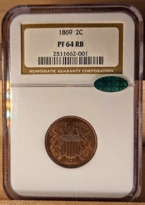 1869 PR64 RB NGC with CAC! TWO CENT PIECE - Picture 1 of 10