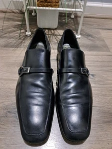 Zapatos de vestir Moreschi de cuero negro con hebilla única para hombre talla 12 - Imagen 1 de 11