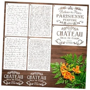 Script Stencils Reusable French Writing Stencils for Painting on 6pcs Script - Picture 1 of 8