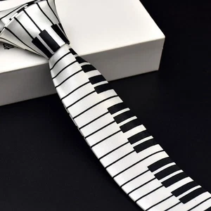 Skinny Keyboard Piano Men Casual Music Tie Tie Necktie - Picture 1 of 11