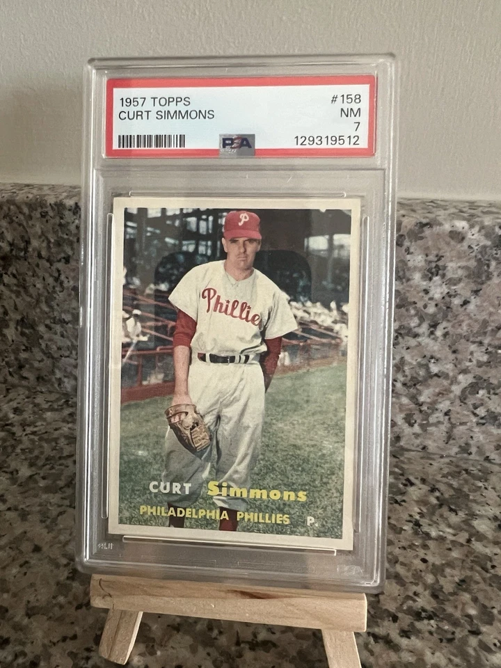 1957 Topps - Curt Simmons #158 PSA 7 NM - Image 1 of 2