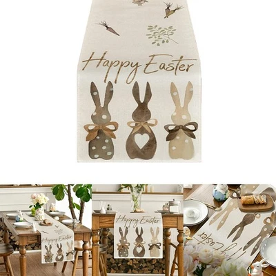 Elegant Seasonal Spring Tablerunner with Playful Bunny Pattern for Home Use - Image 1 of 4