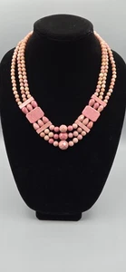 Jay King 925 Sterling Natural Pink Opal Beaded 18" Necklace 3 Strands 126g - Picture 1 of 3