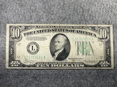 1934 A $10 Dollar U.S. Federal Reserve Mule Note San Francisco Fr#2006 SPC1116 - Image 1 of 4