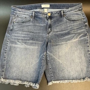 Lane Bryant Jean Bermuda Shorts Plus 22 Blue Denim Cut Off Stretch Distressed - Picture 1 of 10
