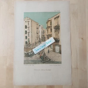 D'AMBRA NAPOLI ANTICA CROMOLITOGRAFIA 44x32 PIAZZETTA DELL'OLMO - Picture 1 of 7