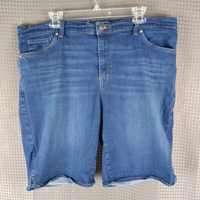 Pantalones Cortos Vaqueros Gloria Vanderbilt Amanda 18W Todo Alrededor Efecto Adelgazante Azul Foto 1 de 4